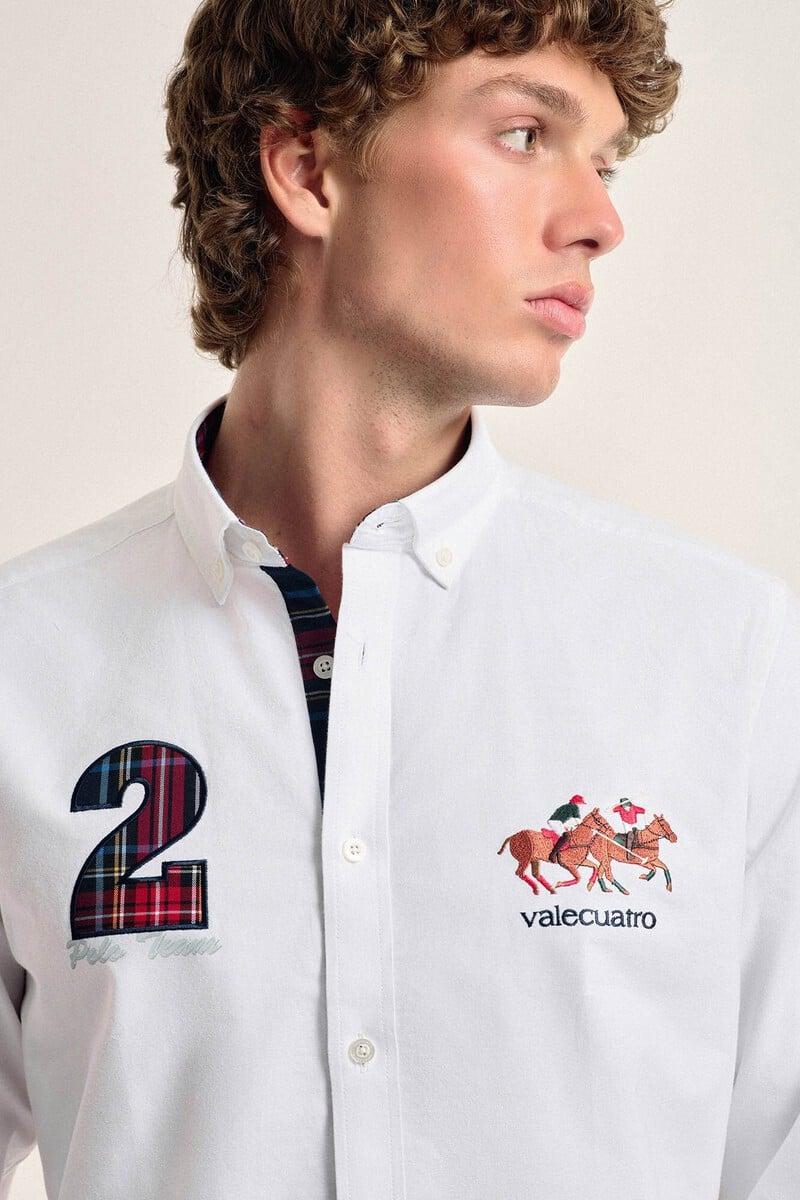 Pedro Del Hierro Camisa Hombre Valecuatro Blanca Modelo Caballos