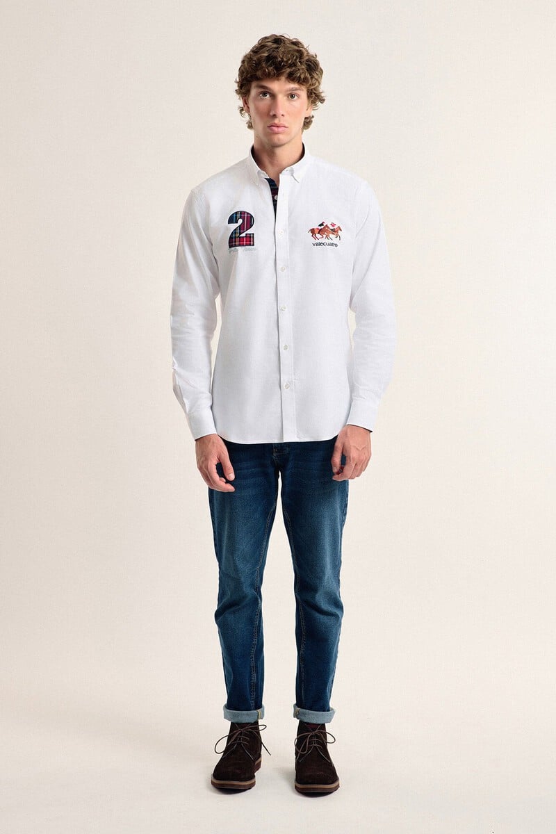 Pedro Del Hierro Camisa Hombre Valecuatro Blanca Modelo Caballos