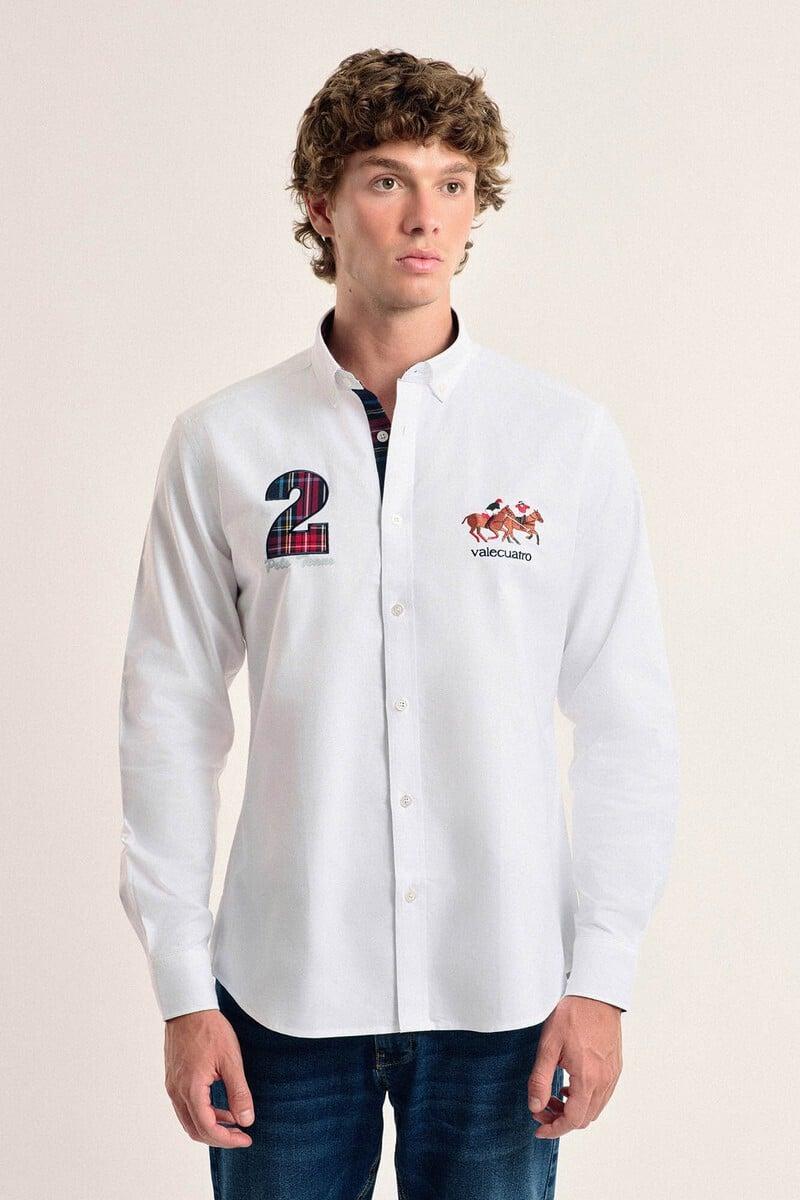 pedro del hierro Camisa hombre Valecuatro blanca modelo caballos