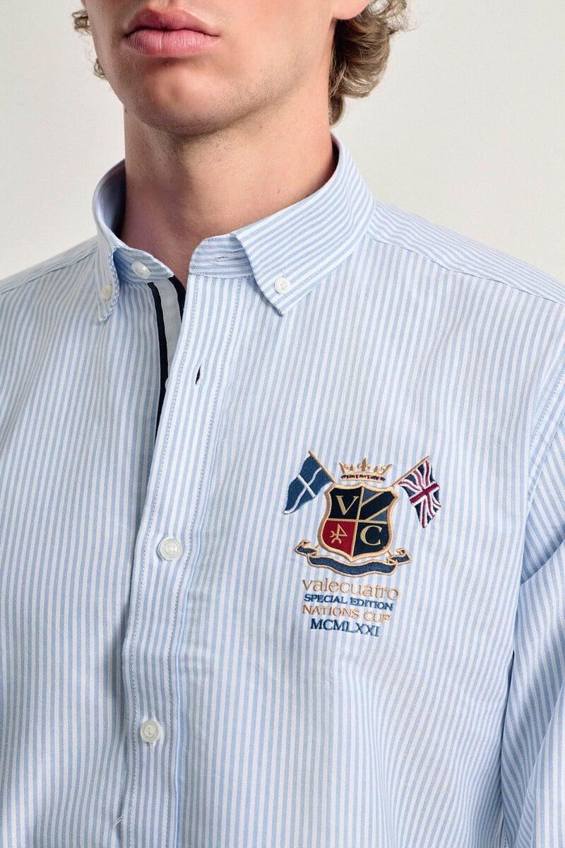 Pedro Del Hierro Camisa Hombre Valecuatro Celeste Modelo Banderas