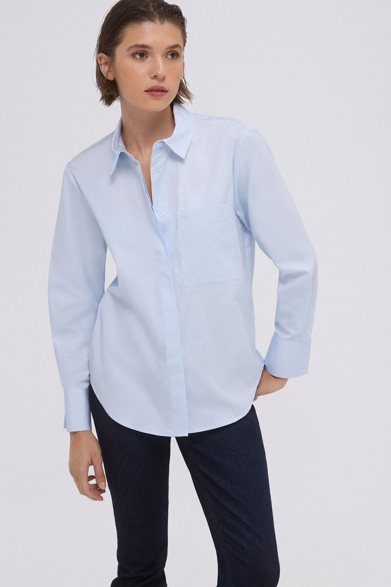 pedro del hierro Camisa oversize popelín detalle bolsillo frontal