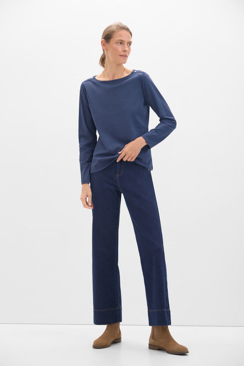 Pedro Del Hierro Camiseta Básica Escote Barco Con Botones Dorados