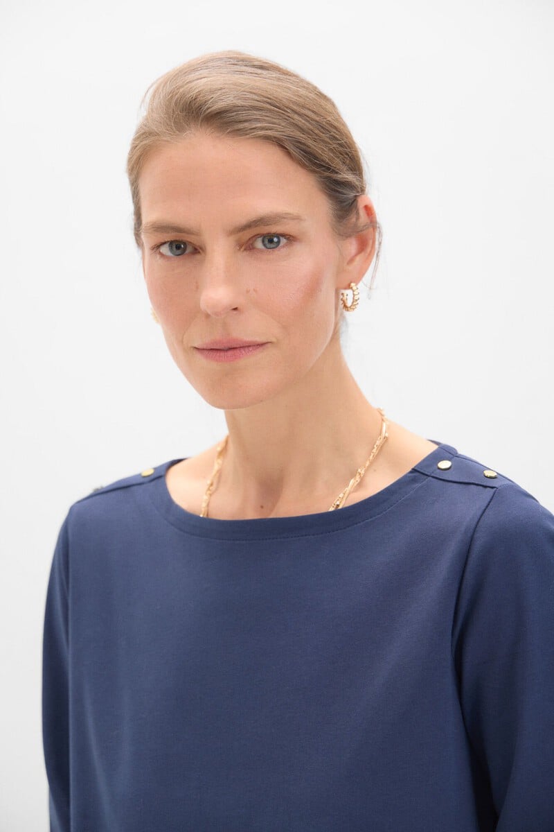 pedro del hierro Camiseta básica escote barco con botones dorados