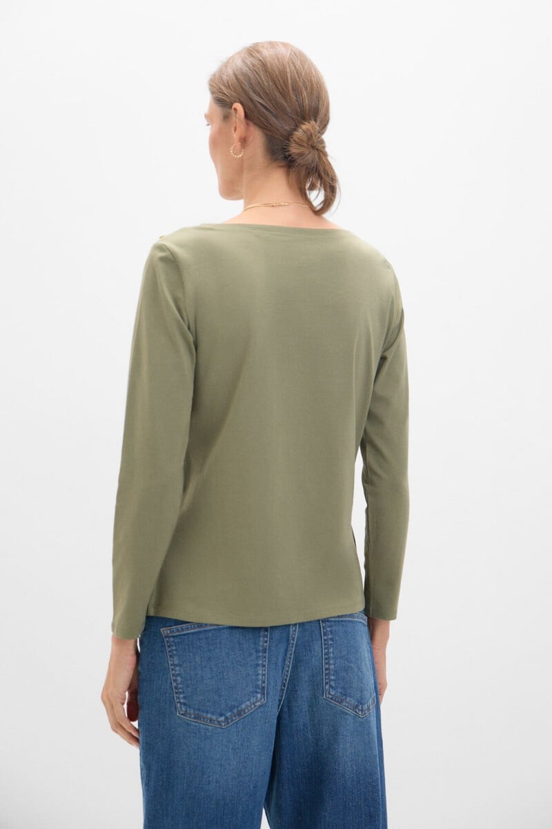 Pedro Del Hierro Camiseta Básica Escote Barco Con Botones Dorados