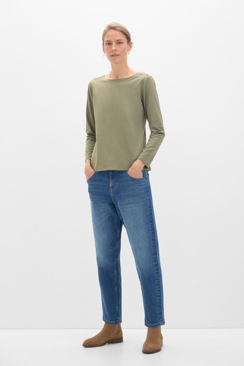 Pedro Del Hierro Camiseta Básica Escote Barco Con Botones Dorados