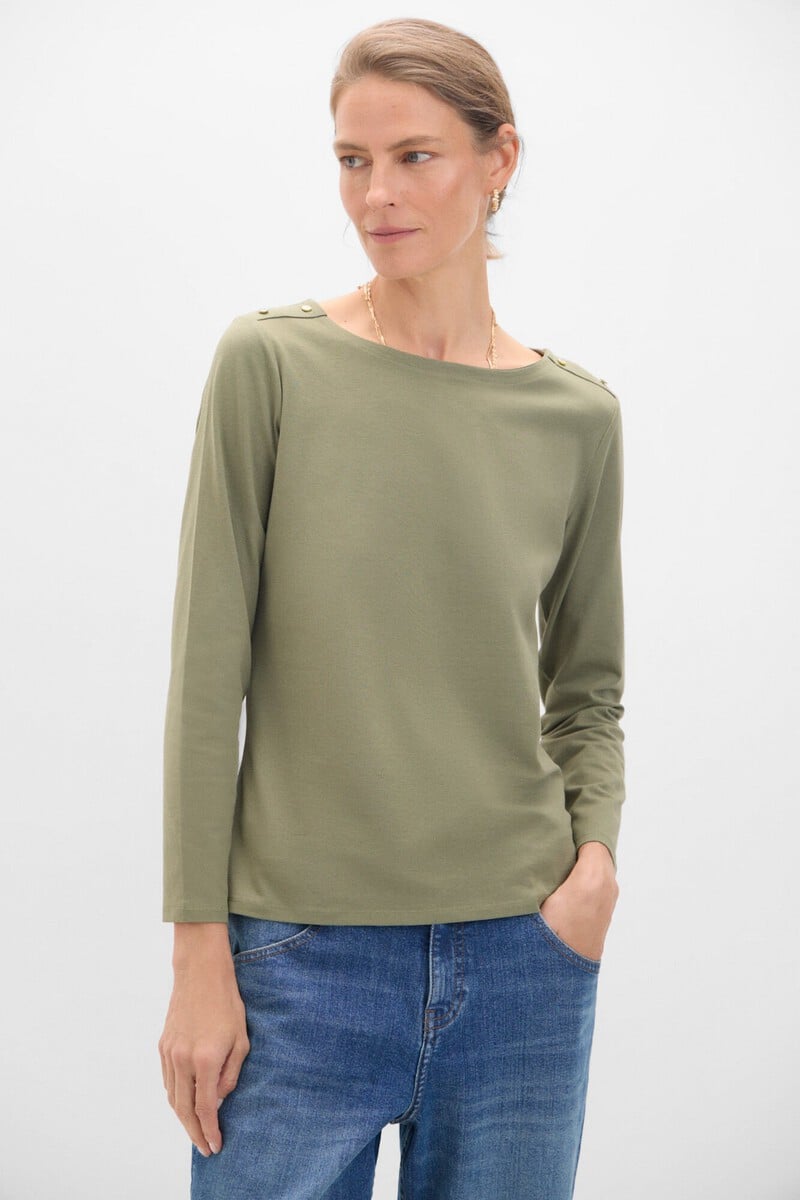 pedro del hierro Camiseta básica escote barco con botones dorados