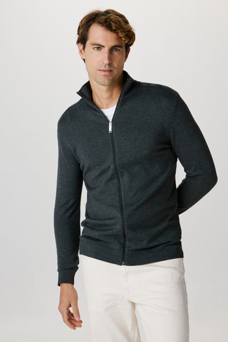 Pedro Del Hierro Cárdigan De Cuello Alto Confeccionado Con Algodón Orgánico. Regular Fit