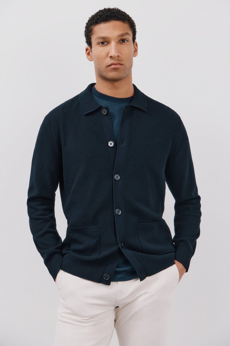 Pedro Del Hierro Cárdigan Ligero Cuello Polo Y Botones