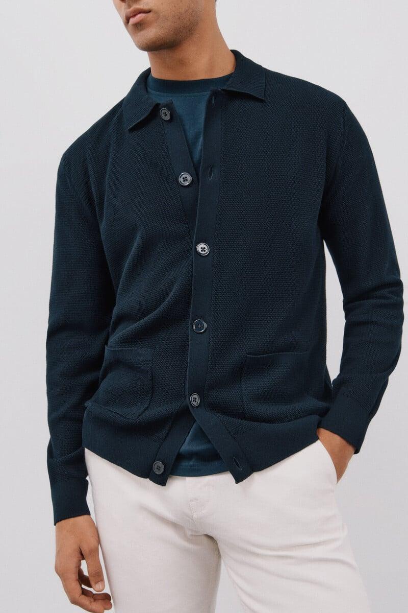 pedro del hierro Cárdigan ligero cuello polo y botones