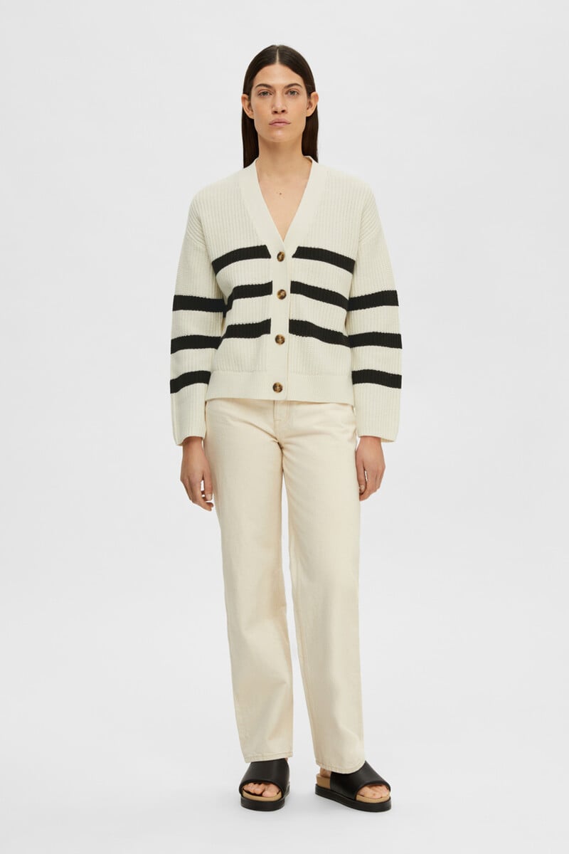 Pedro Del Hierro Cárdigan Relaxed Fit De Rayas Con Cuello De Pico