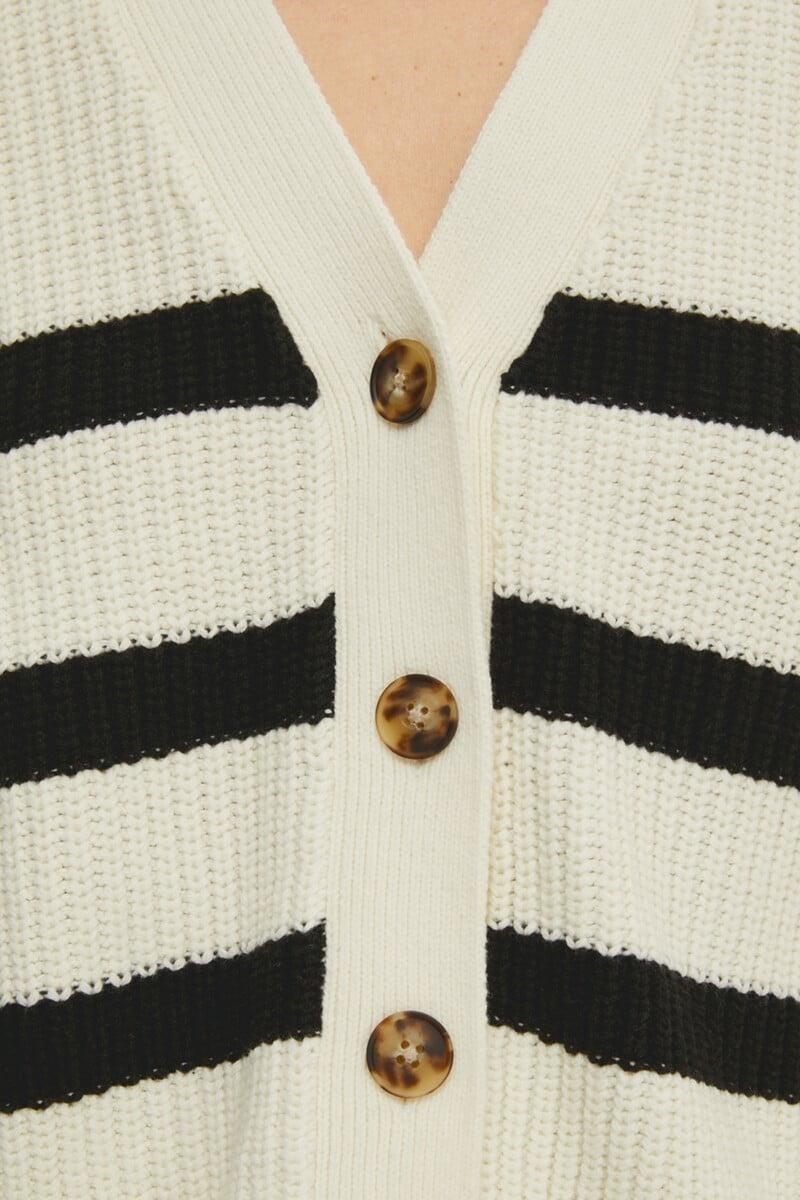 Pedro Del Hierro Cárdigan Relaxed Fit De Rayas Con Cuello De Pico