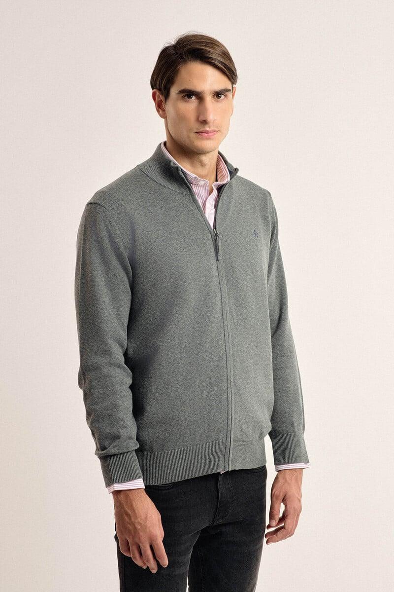 pedro del hierro Cardigan Valecuatro cuello mock color gris
