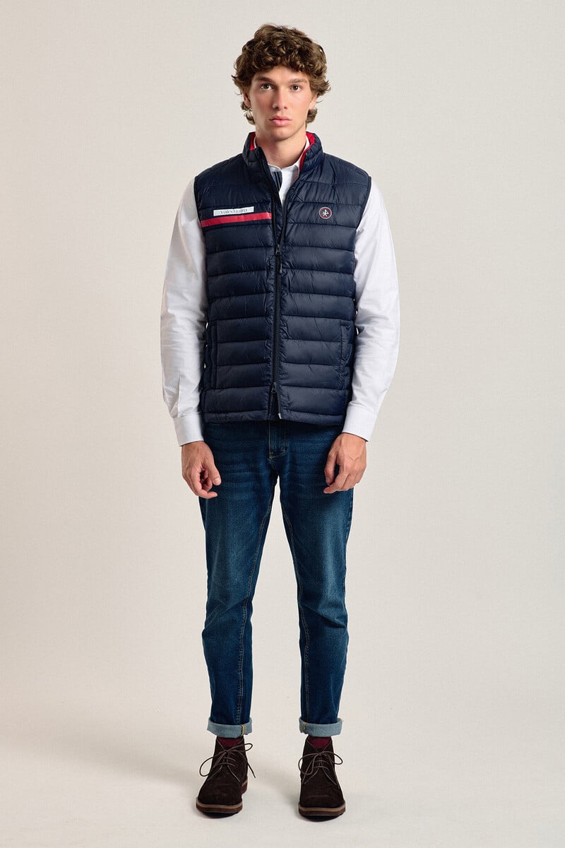 Pedro Del Hierro Chaleco Acolchado Azul Marino Banda Valecuatro