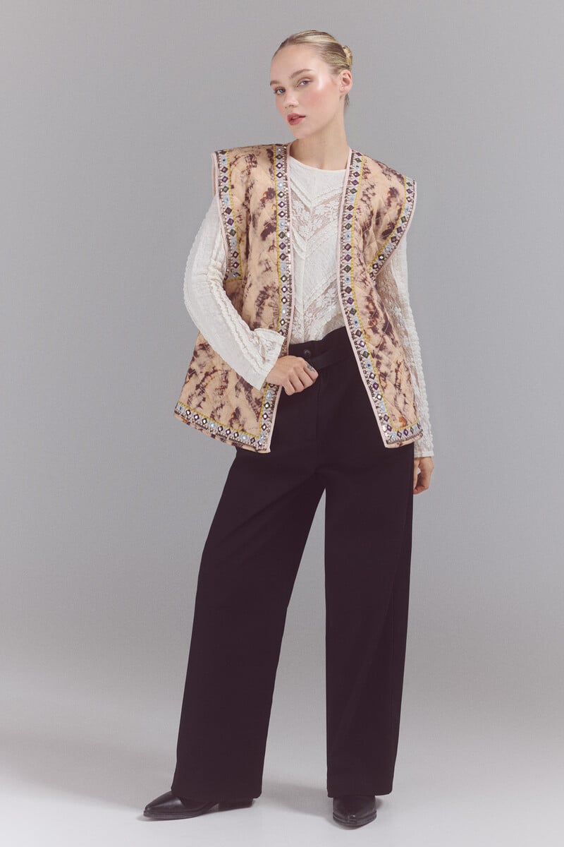 Pedro Del Hierro Chaleco Acolchado Con Detalles Bordados