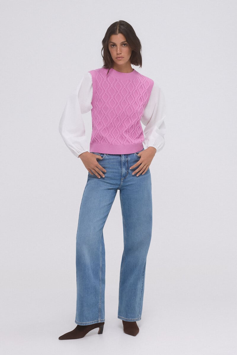 Pedro Del Hierro Chaleco Punto Fantasia Mangas Combinadas