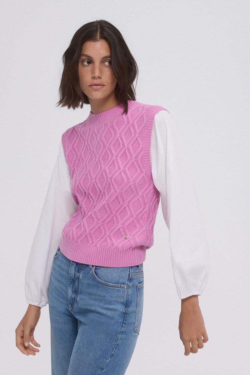 Pedro Del Hierro Chaleco Punto Fantasia Mangas Combinadas