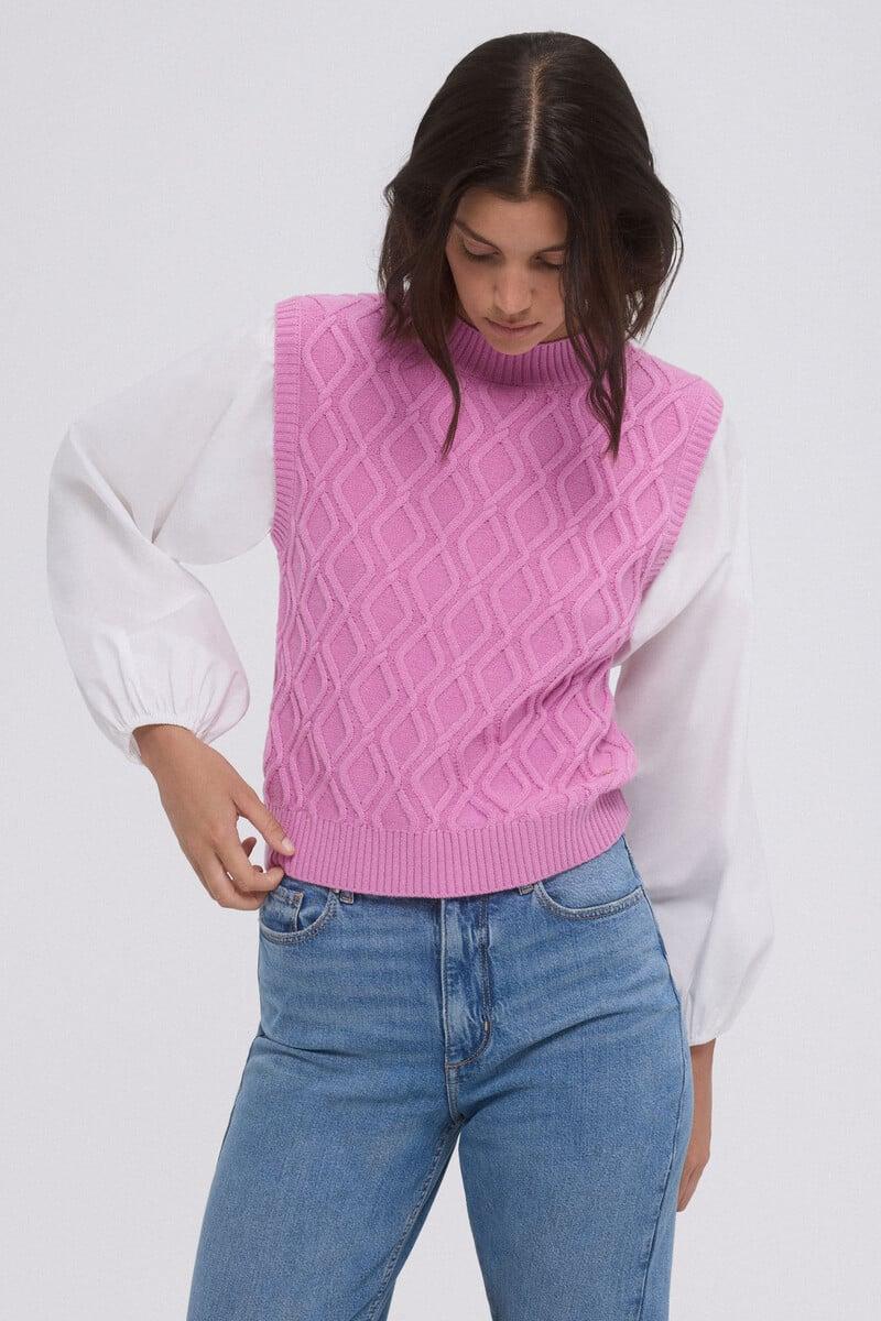 pedro del hierro Chaleco punto fantasia mangas combinadas