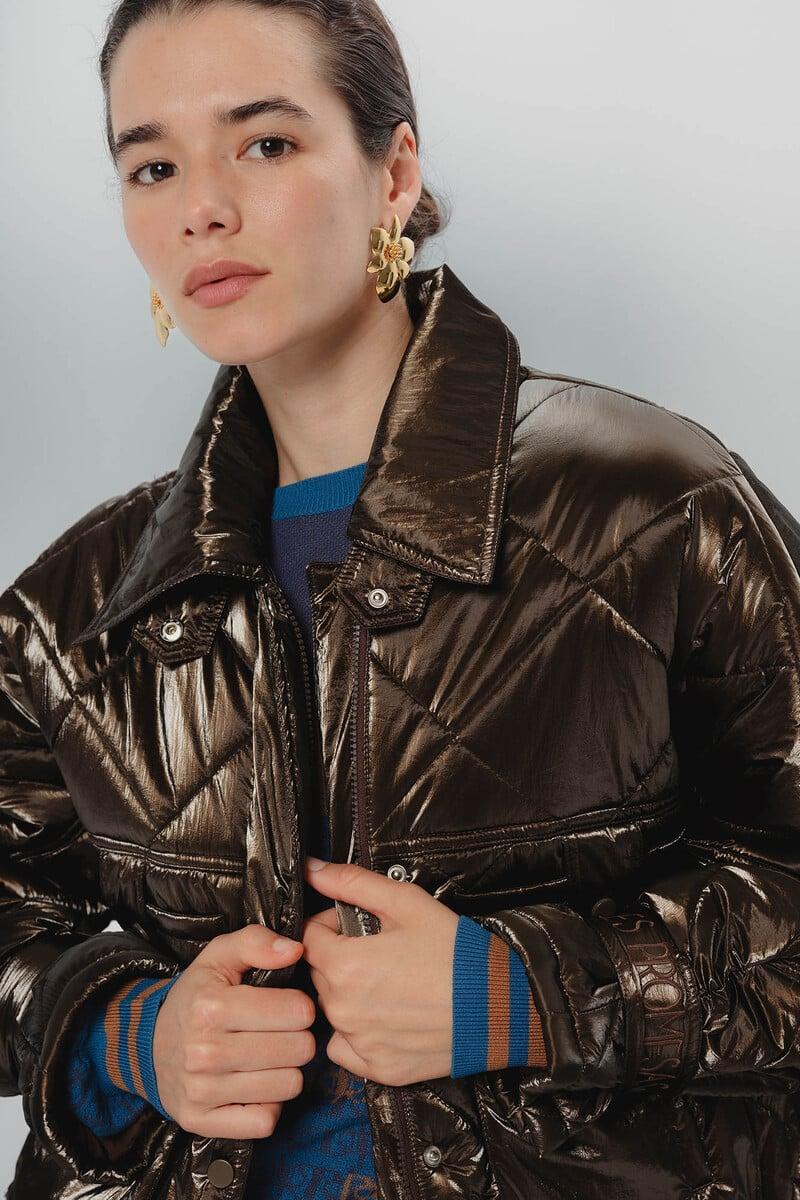 Pedro Del Hierro Chaqueta De Mujer Acolchada Metálica Valeria