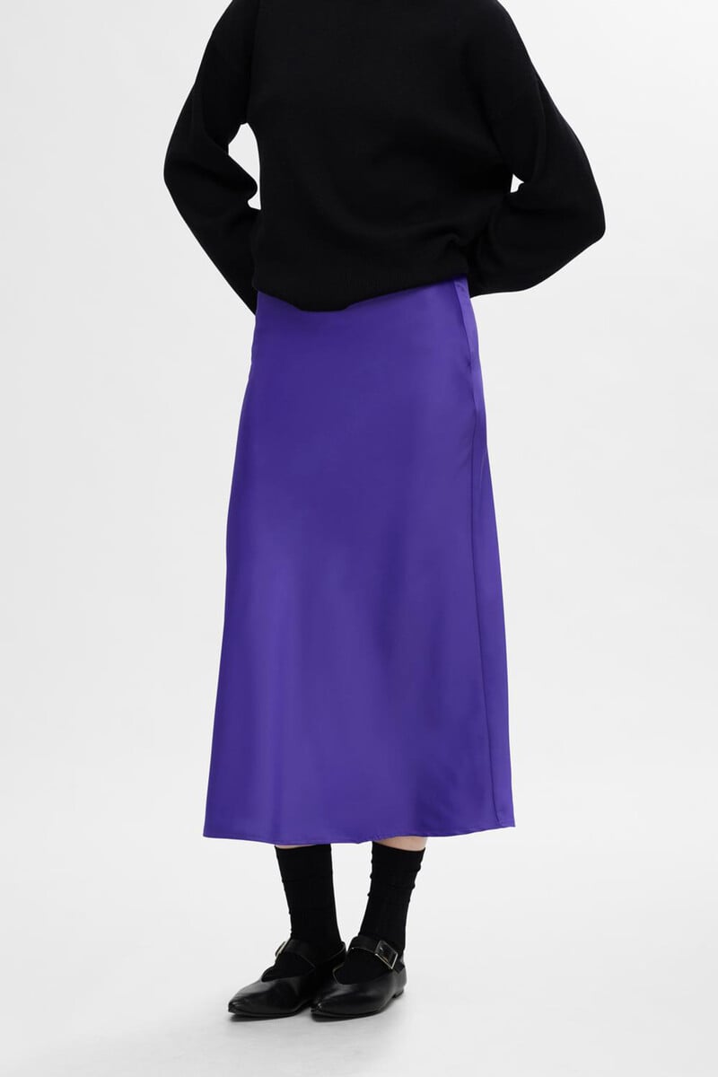 Pedro Del Hierro Falda Midi Satinada Confeccionada Con Materiales Reciclados