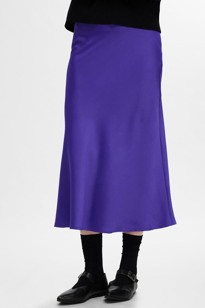 Pedro Del Hierro Falda Midi Satinada Confeccionada Con Materiales Reciclados