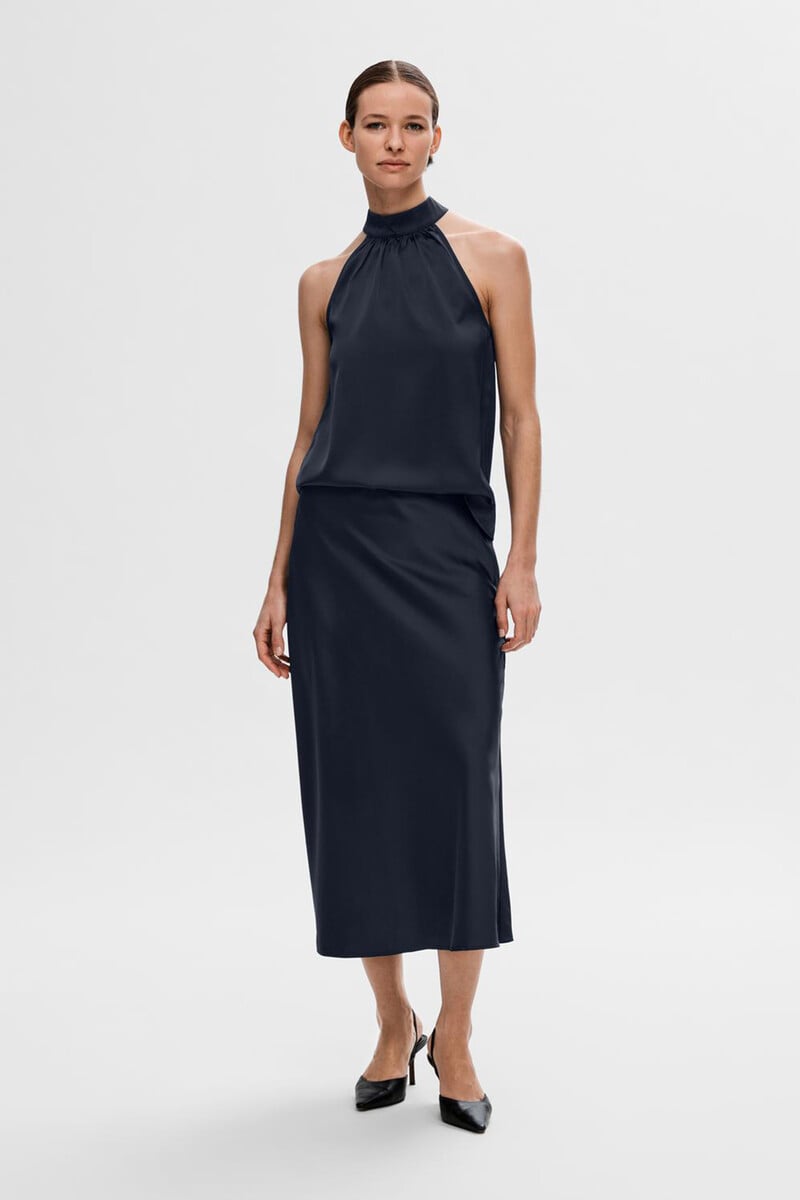 pedro del hierro Falda Midi satinada confeccionada con materiales reciclados