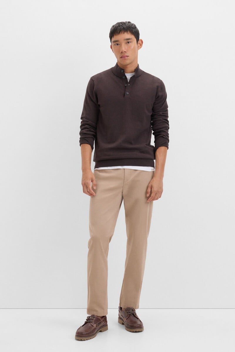 Pedro Del Hierro Jersey Algodón Cashmere Cuello Alto Botones