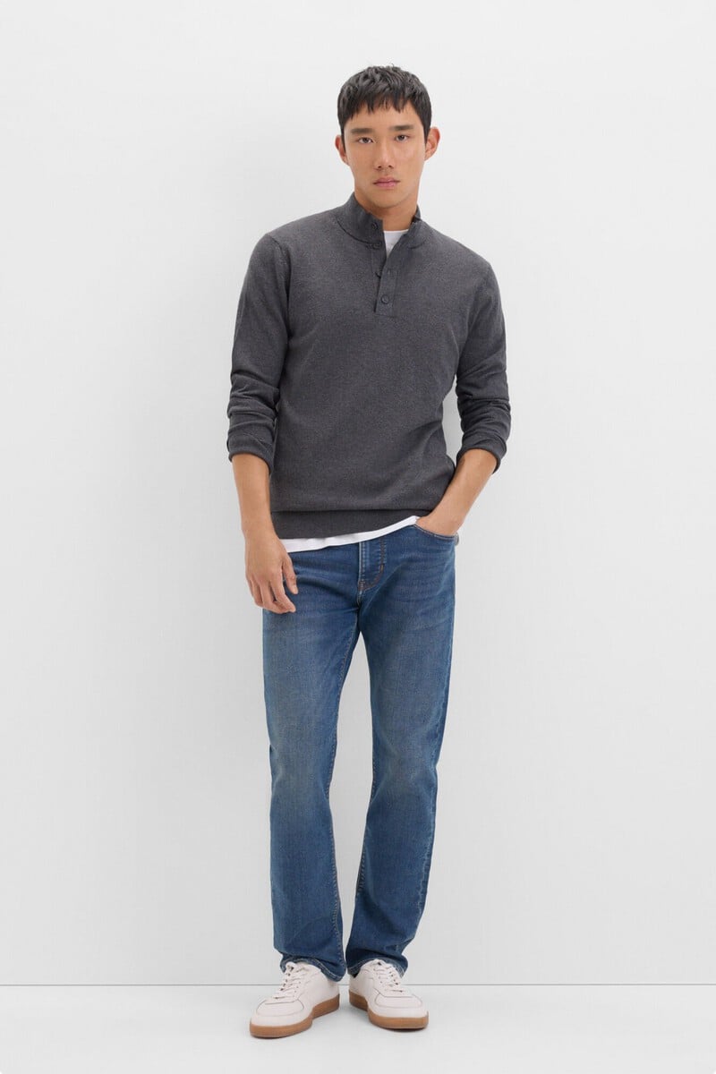 pedro del hierro Jersey algodón cashmere cuello alto botones