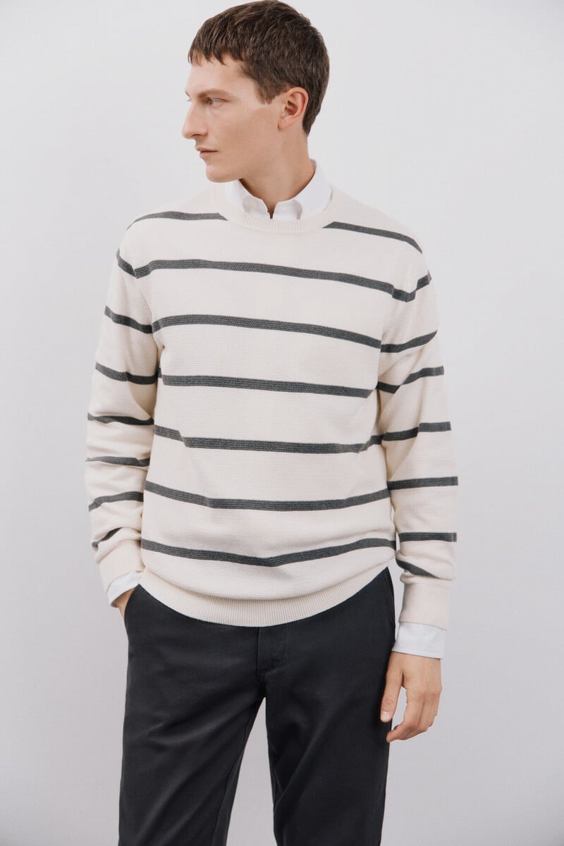 Pedro Del Hierro Jersey Algodón Ligero Rayas Cuello Redondo