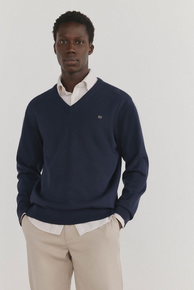 pedro del hierro Jersey algodón premium cuello pico