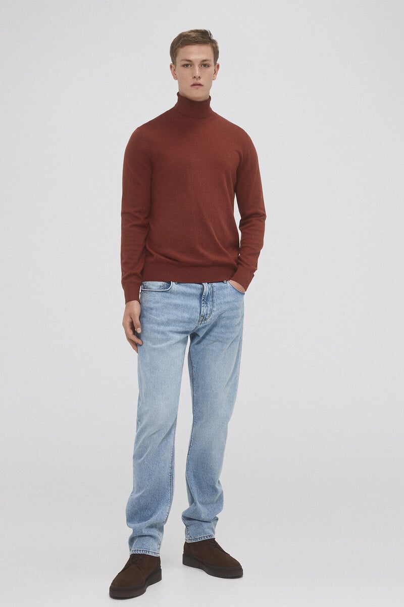 Pedro Del Hierro Jersey Algodón Seda Cashmere Cuello Alto