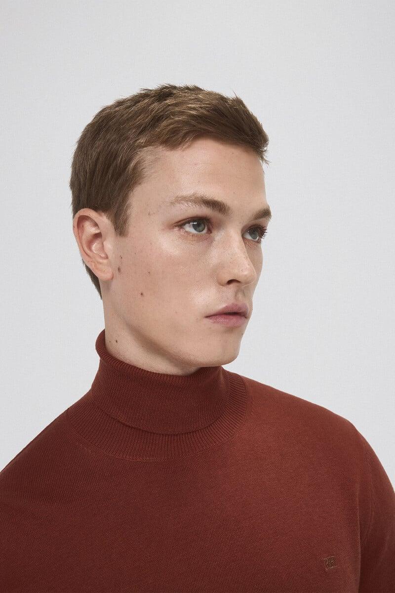 Pedro Del Hierro Jersey Algodón Seda Cashmere Cuello Alto