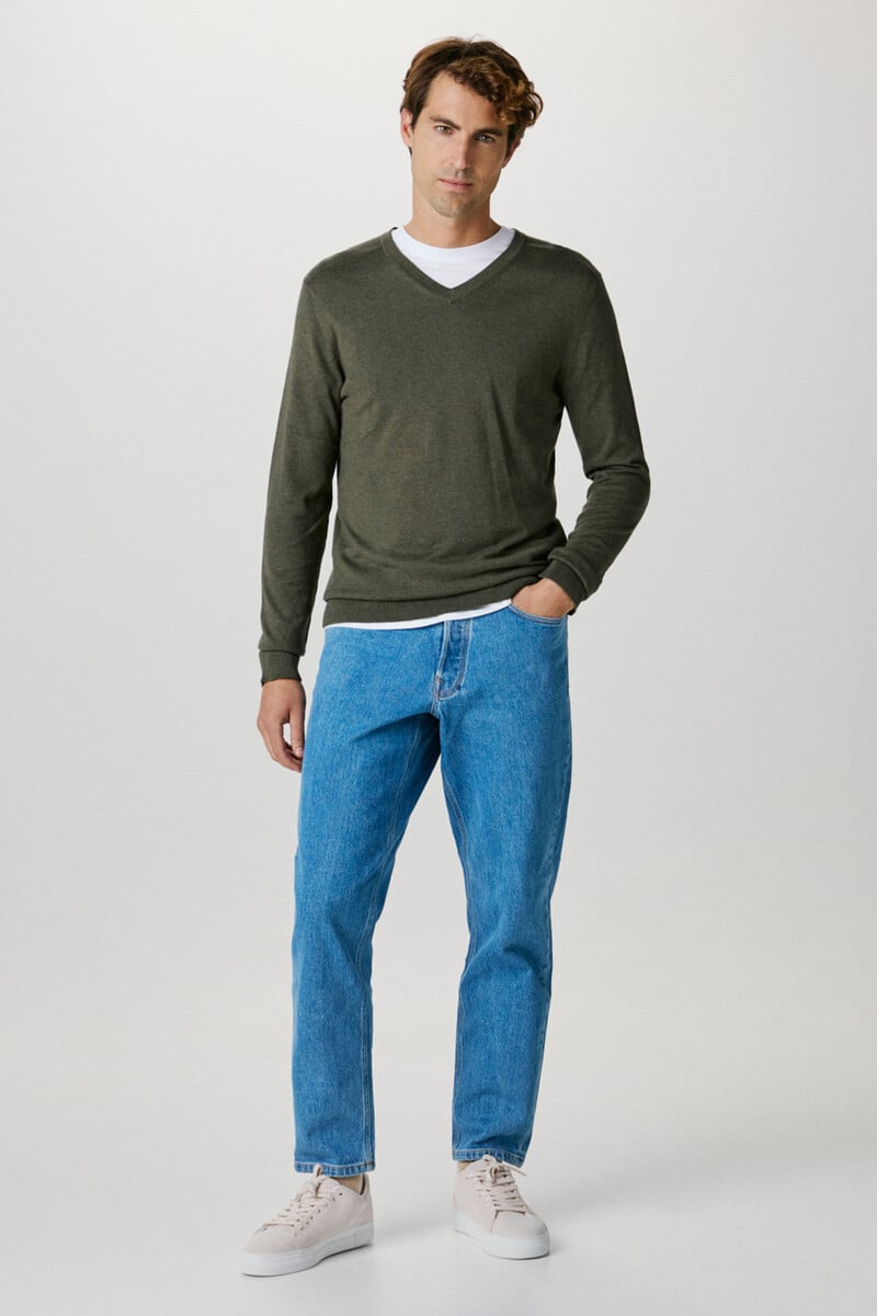 pedro del hierro Jersey de cuello V confeccionado con algodón orgánico. Regular Fit