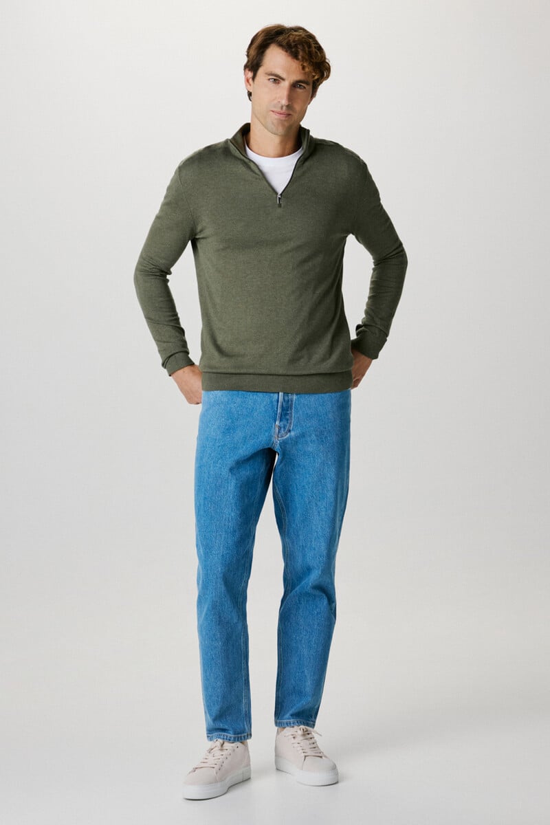 Pedro Del Hierro Jersey De Punto Con Media Cremallera 100% Algodón