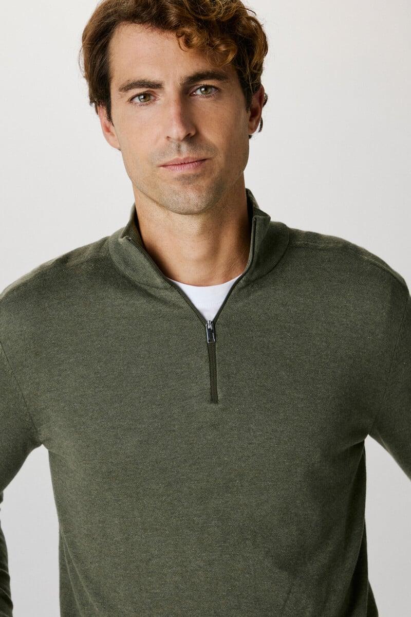 Pedro Del Hierro Jersey De Punto Con Media Cremallera 100% Algodón
