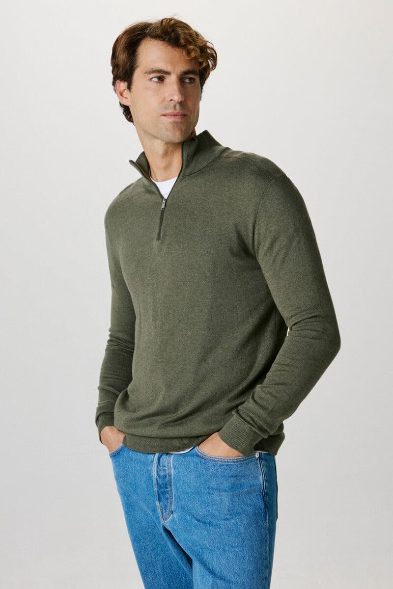 pedro del hierro Jersey de punto con media cremallera 100% algodón