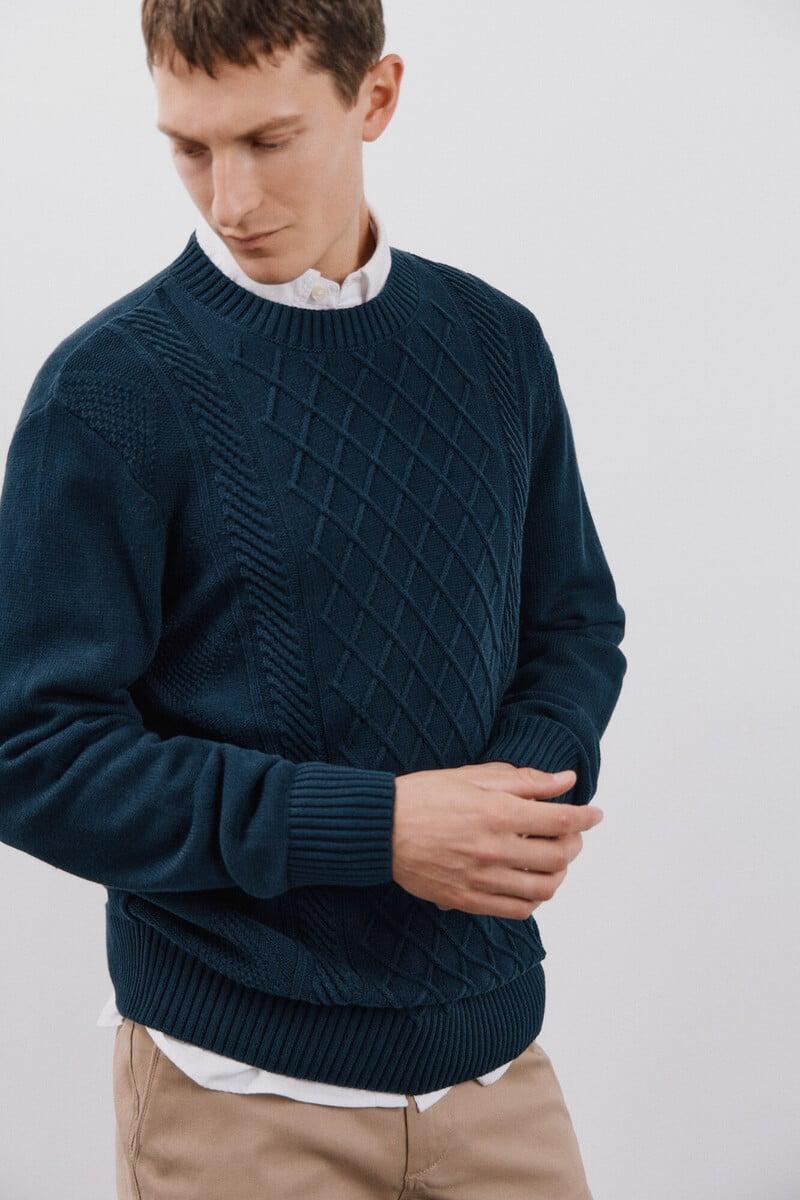 pedro del hierro Jersey estructura cables cuello redondo