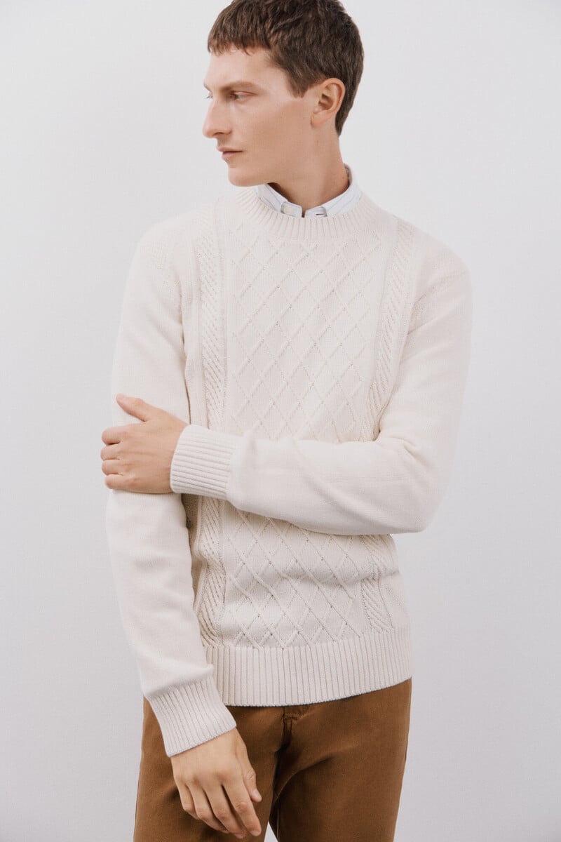 pedro del hierro Jersey estructura cables cuello redondo