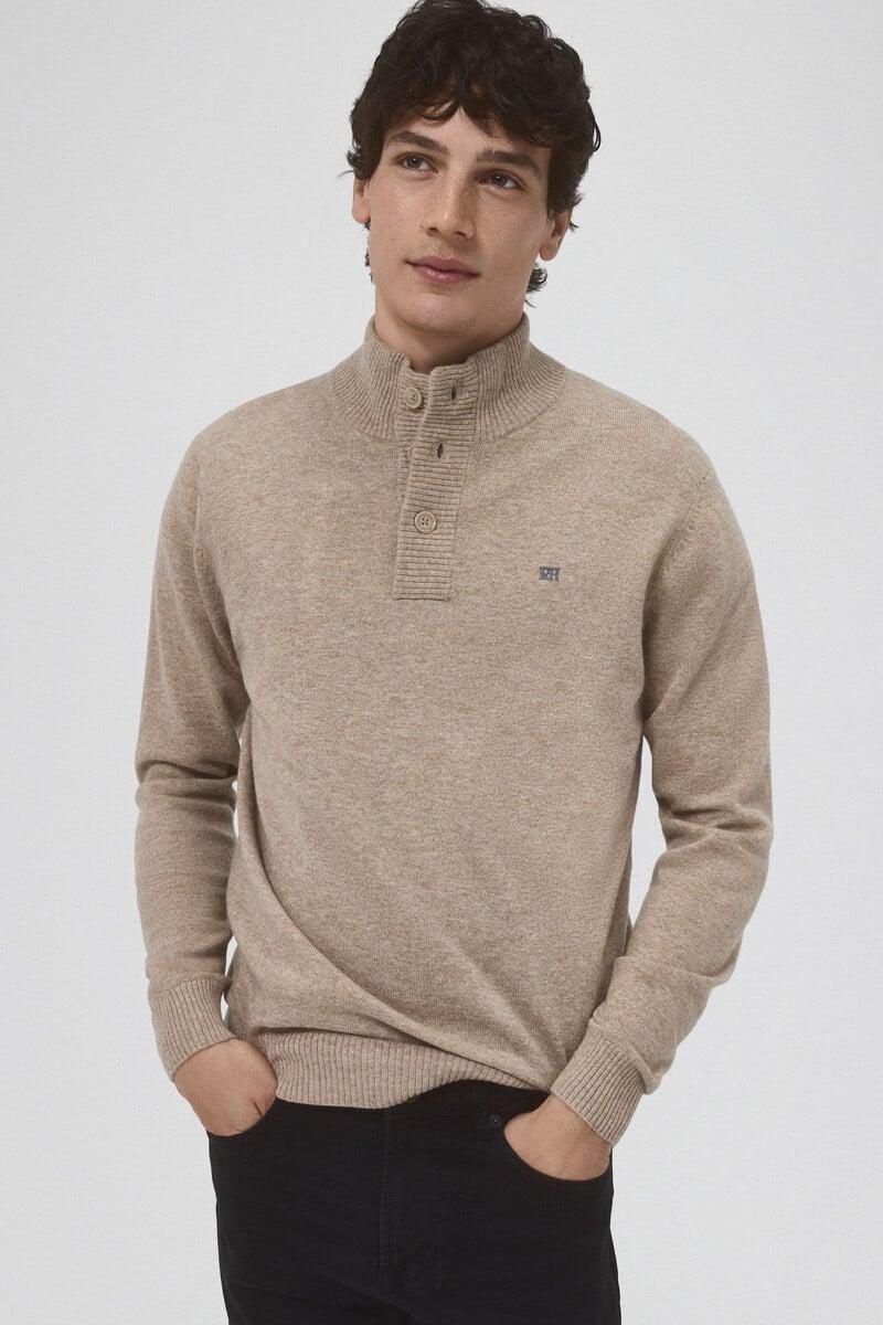 pedro del hierro Jersey lana cashmere cuello alto botones