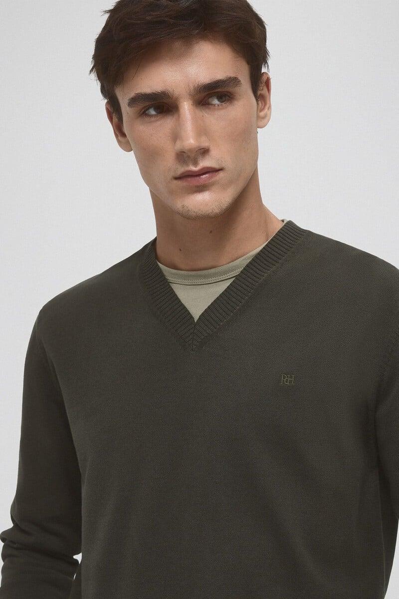 Pedro Del Hierro Jersey Punto Fino Algodón Cuello Pico