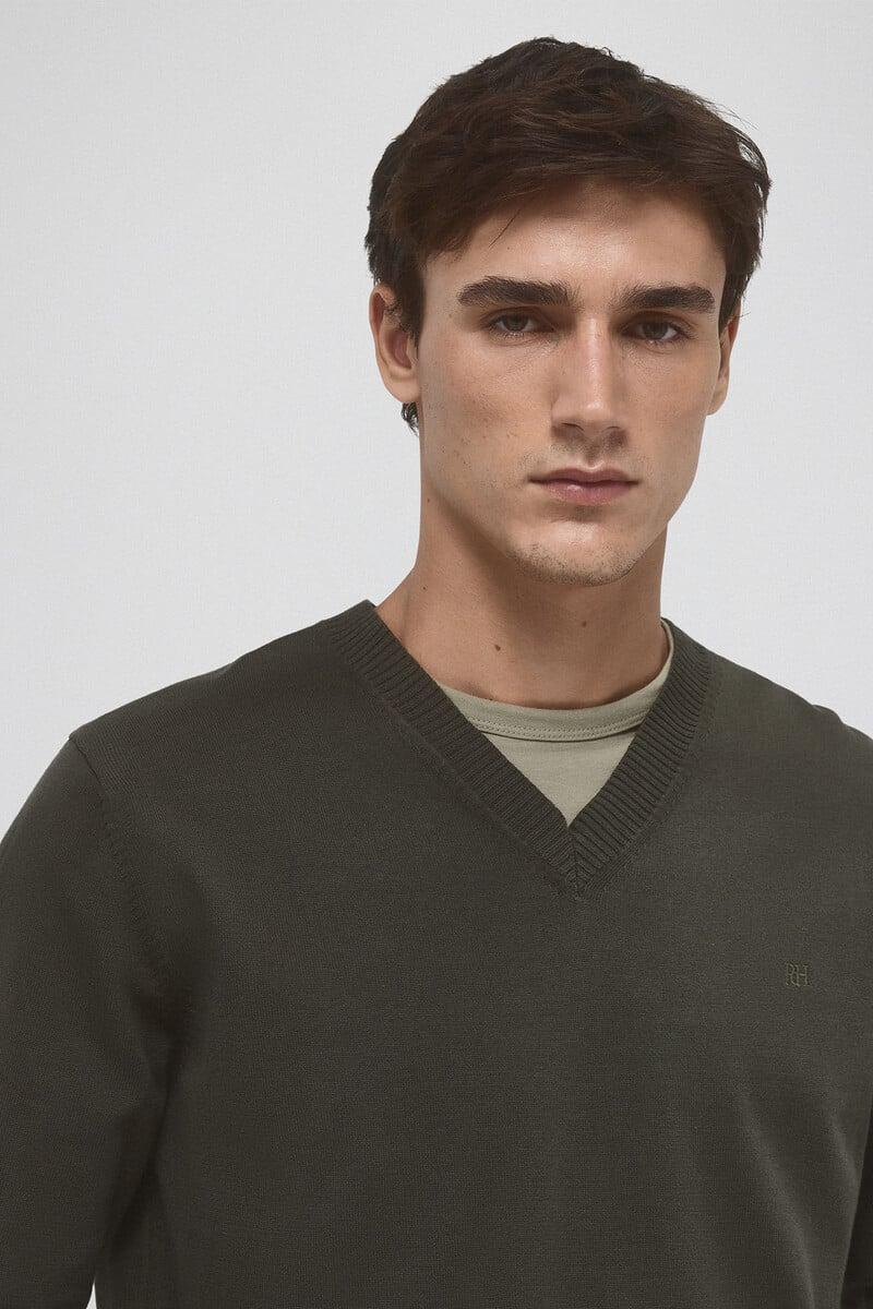 pedro del hierro Jersey punto fino algodón cuello pico