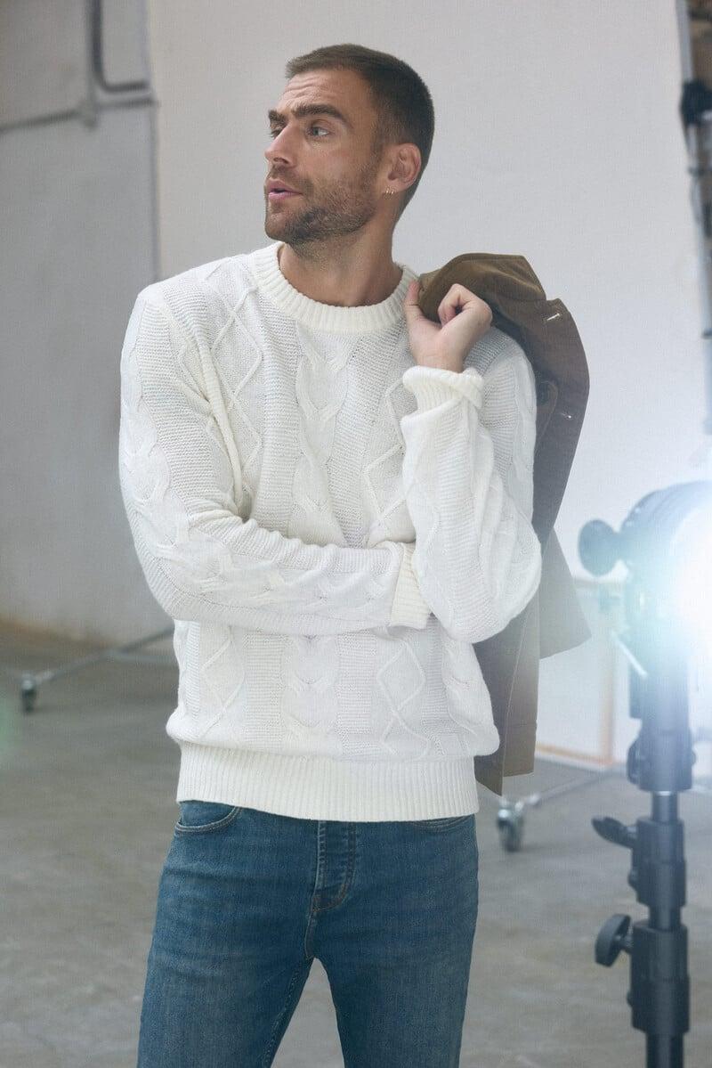 pedro del hierro Jersey trenzas cuello redondo algodón