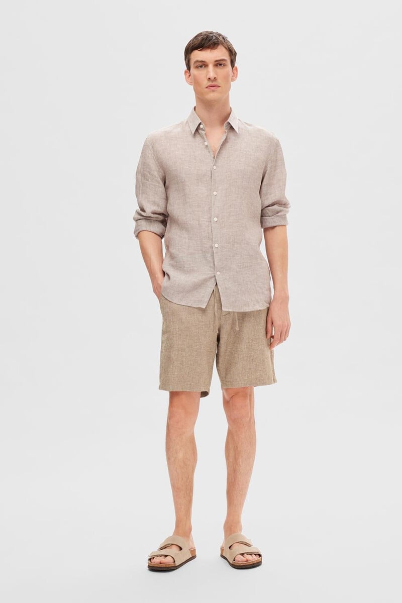 Pedro Del Hierro Pantalón Chino Corto Confeccionado Con Lino Y Algodón Orgánico