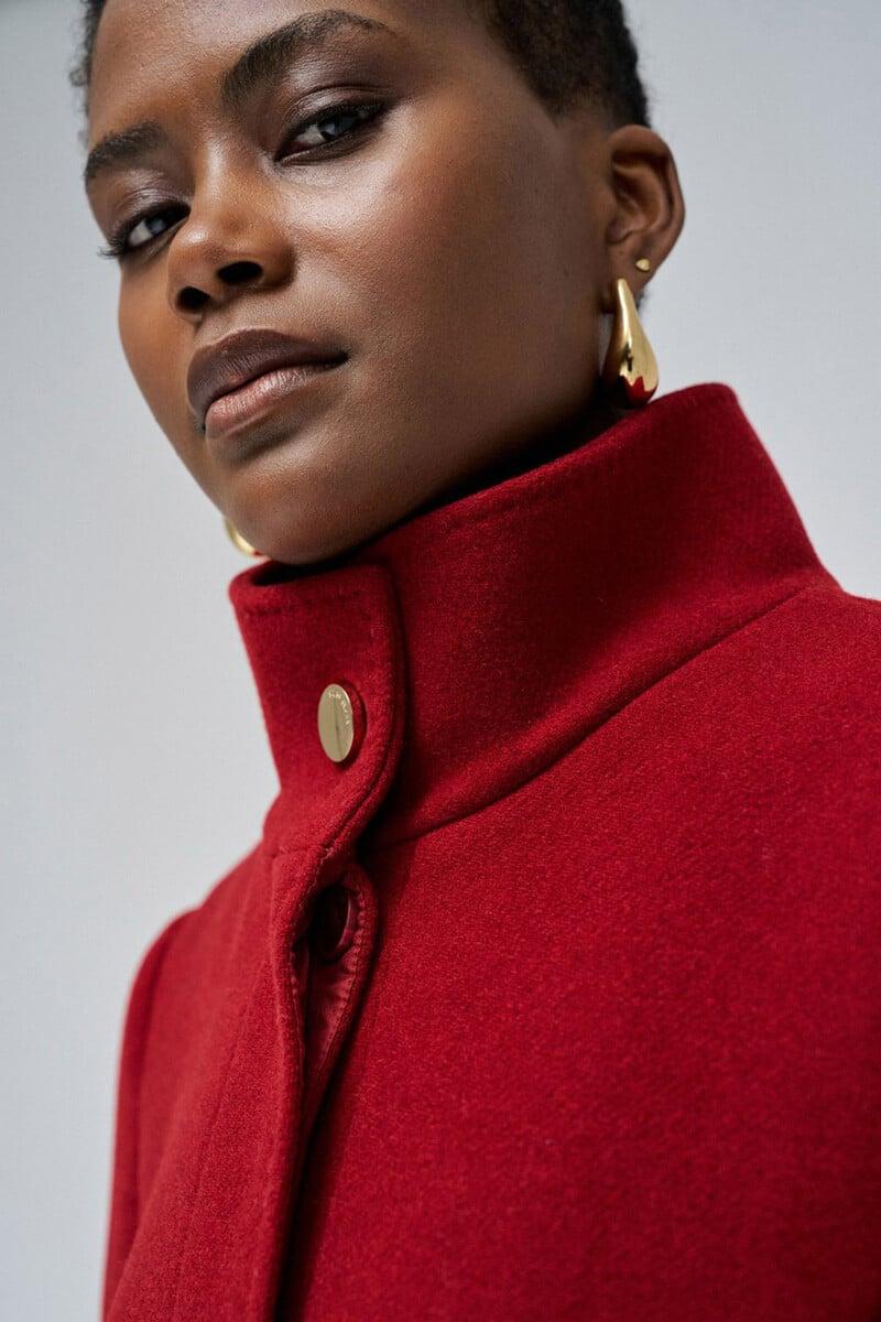 Pedro Del Hierro Abrigo De Paño Con Cinturón