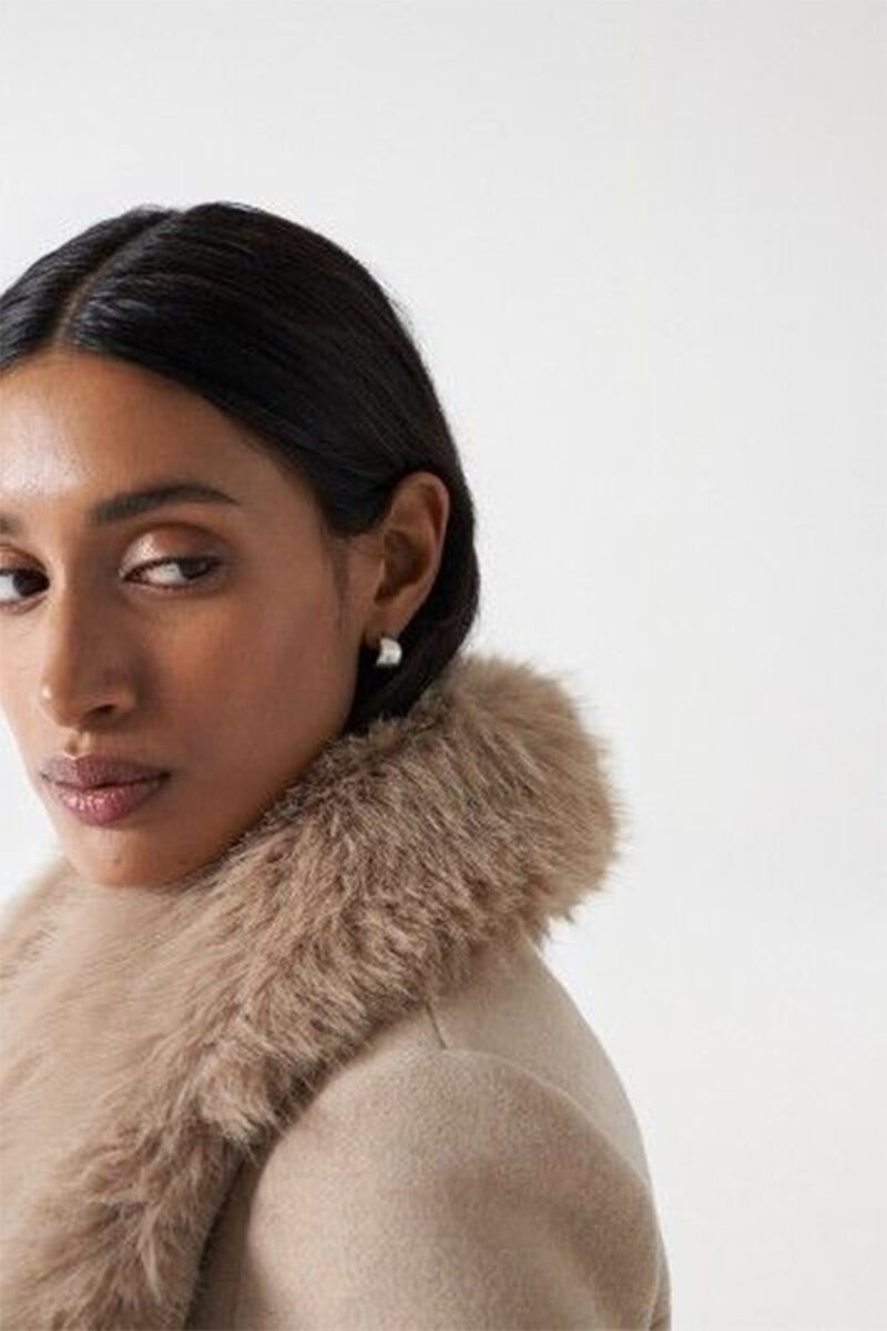 Pedro Del Hierro Abrigo De Paño Grace Con Pelo