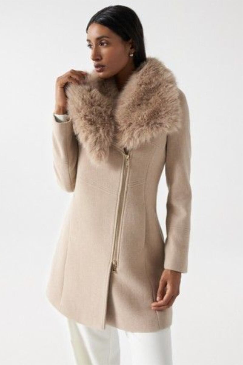 pedro del hierro Abrigo de paño Grace con pelo