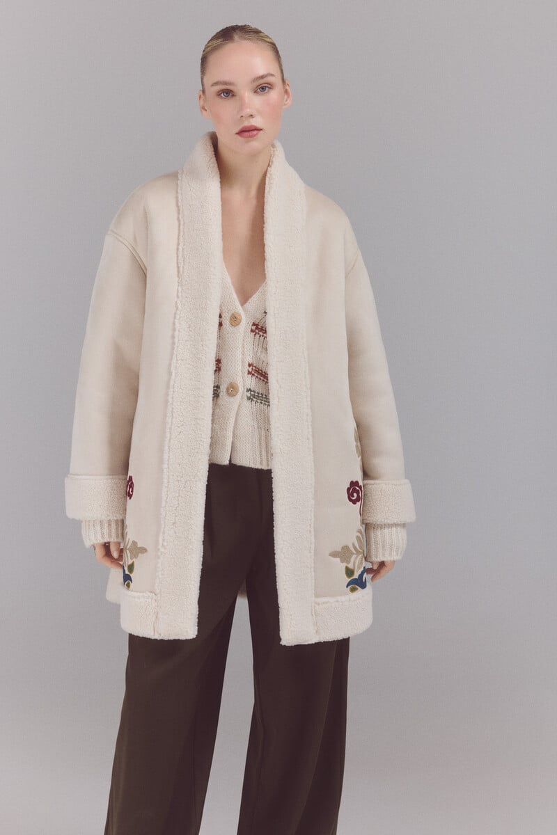 Pedro Del Hierro Abrigo Doble Faz Bordado