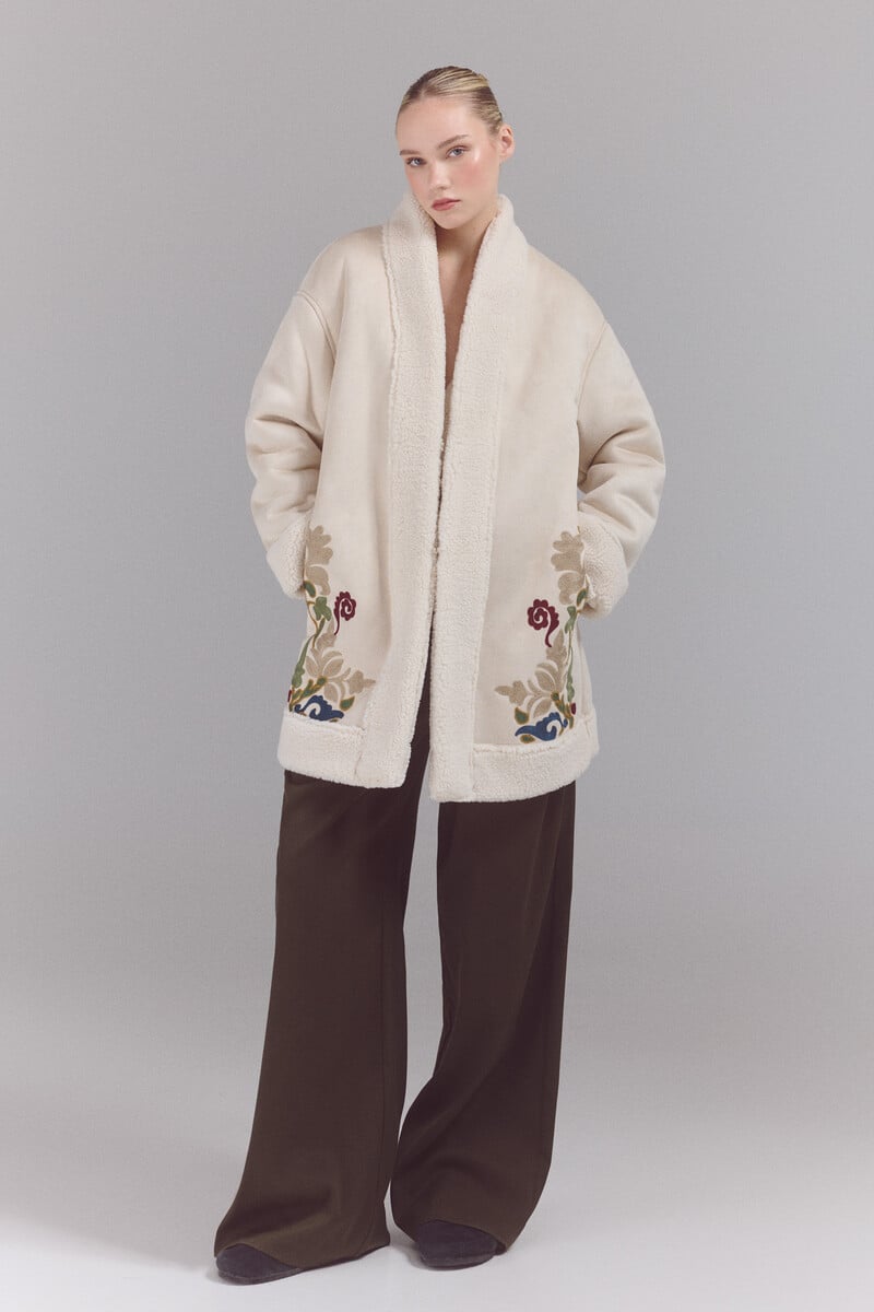 Pedro Del Hierro Abrigo Doble Faz Bordado