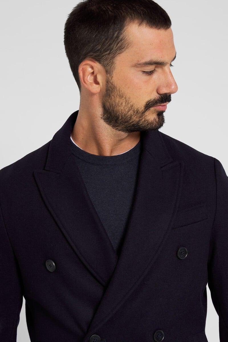 Pedro Del Hierro Abrigo Lana Crossed Azul Marino