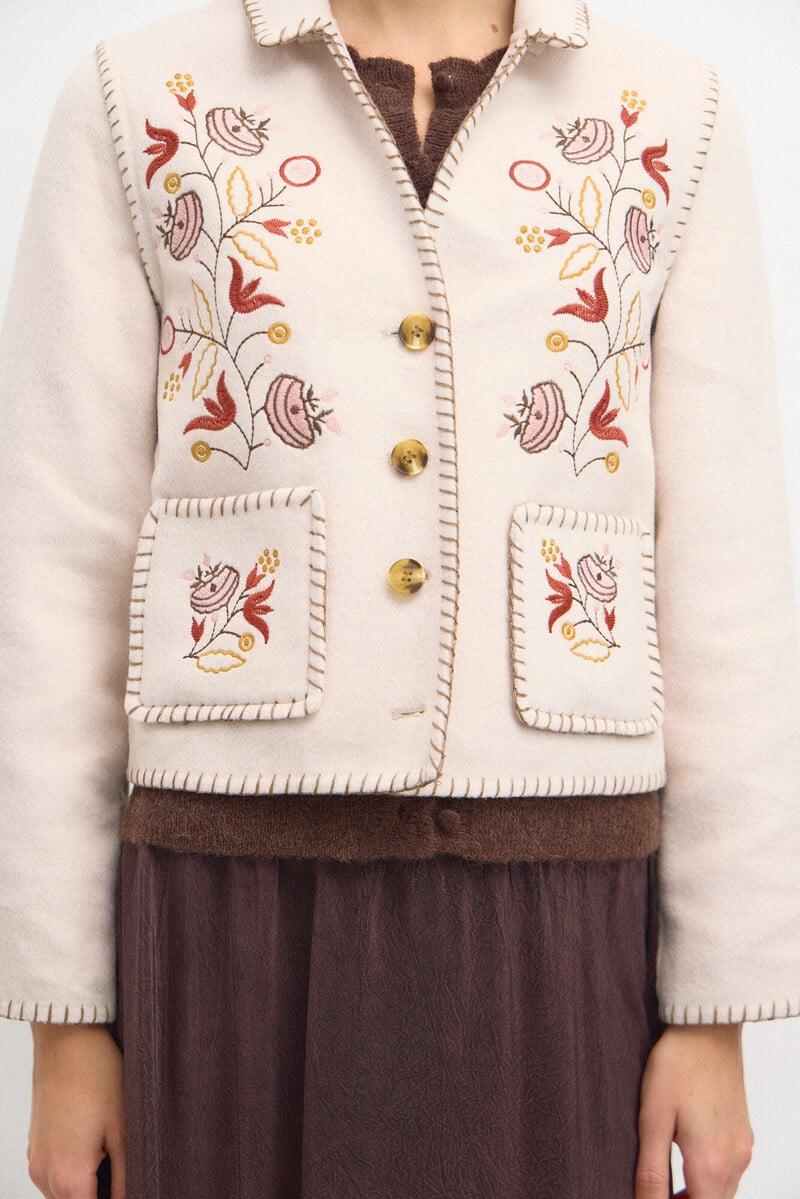 Pedro Del Hierro Ángela. Chaqueta De Lana Bordada