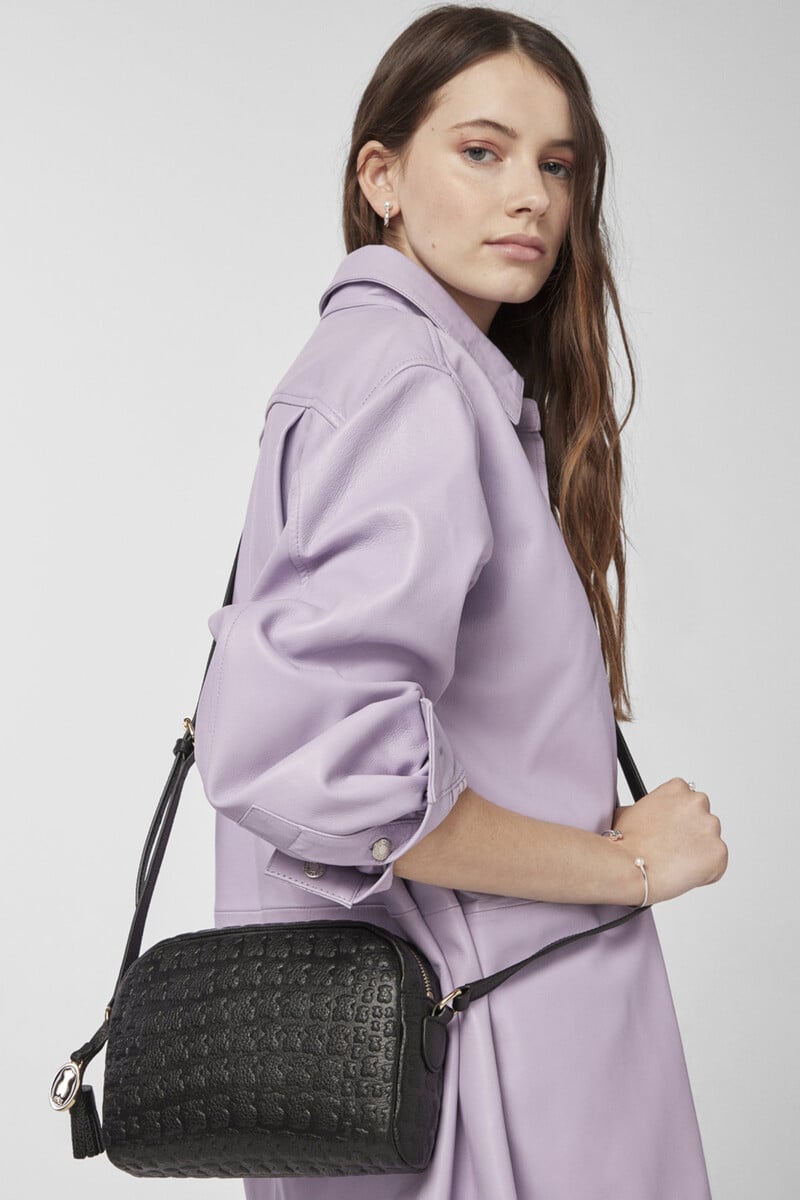 pedro del hierro Bandolera de piel negra Sherton